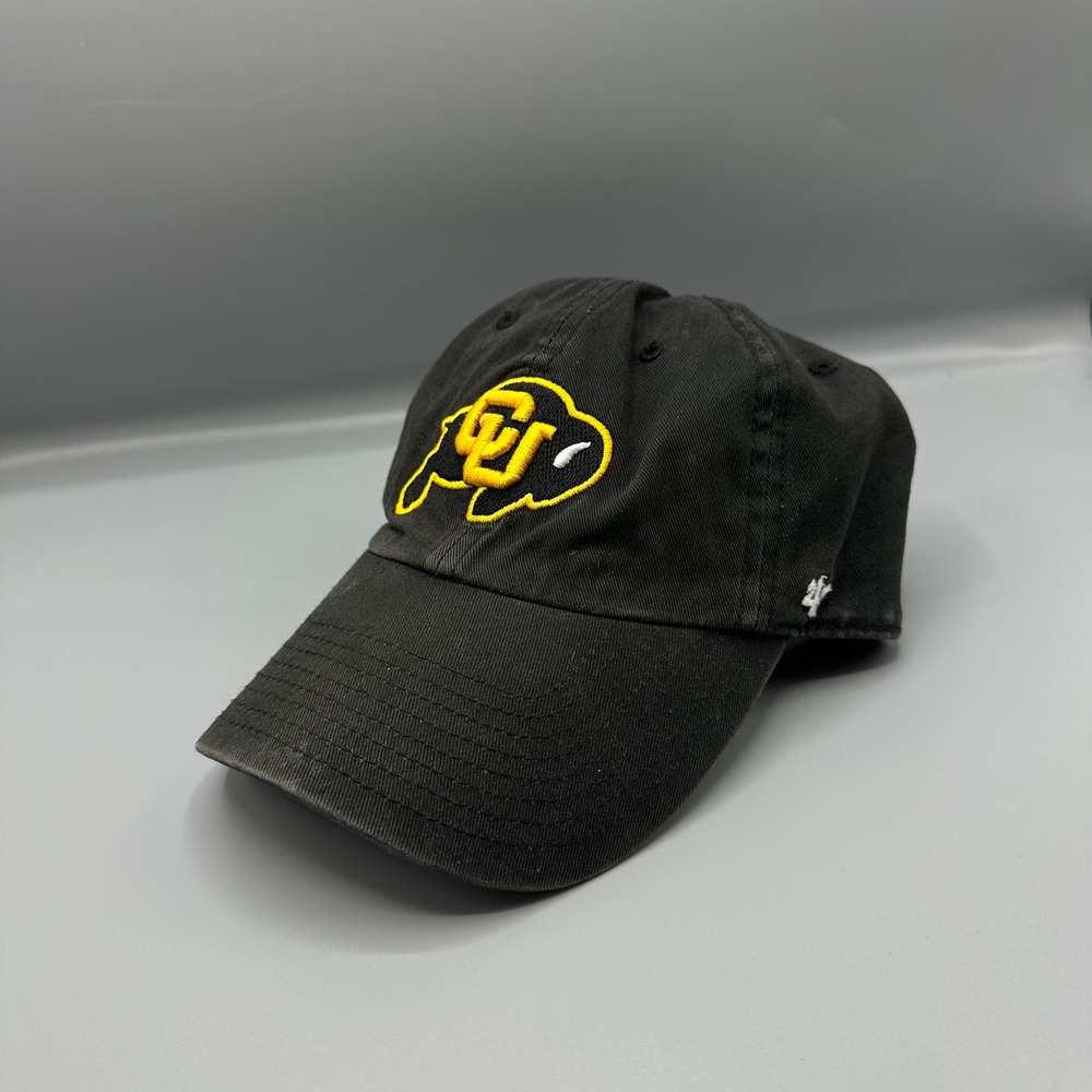 47 Brand Colorado Buffaloes Hat Mens Black Yellow CU Logo Strapback Dad Cap